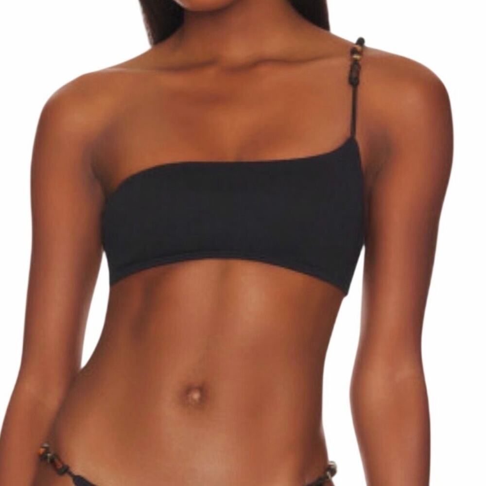 ViX Swimwear Flora Ana One Shoulder Bikini Top Firenze Black Small NWT